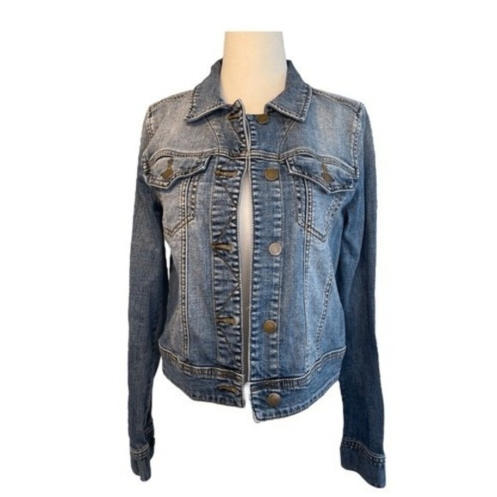 BP Nordstrom‎ Cropped Jean Jacket Blue Medium Wash Denim Short Button Front S